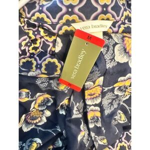 Vera Bradley Pajama Set Women M/S Navy Floral New  Button Up Top Medium bottom S